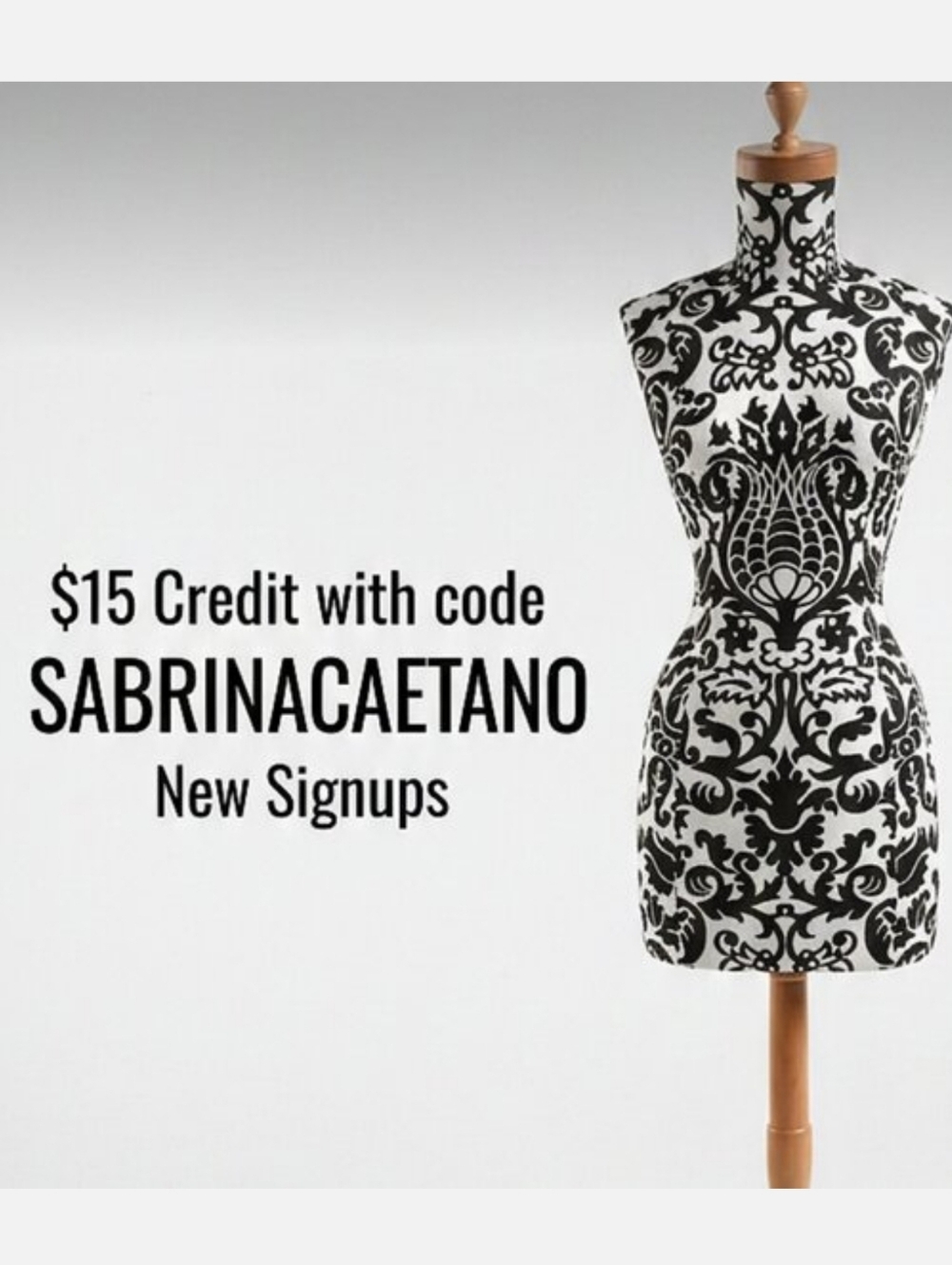 Code SABRINACAETANO first $15 Credit